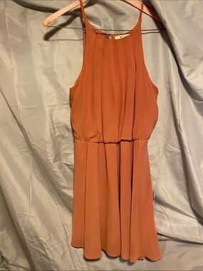 miami Rust Orange Halter Mini Dress